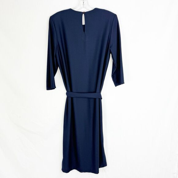 Vintage Antthony Richards Women Navy Blue Midi Dress Tie Waist Size 12 - Picture 10 of 14